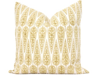 Seema Krish Gold Yarmouth Block Print Decorative Pillow Cover 18x18, 20x20 or 22x22, Eurosham 14x20 or 12x24 Throw pillow