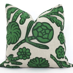 Christopher Farr Green Day  Decorative Pillow Covers 16X16 or lumbar pillow, green abstract flower throw pillow eor