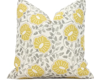 Christopher Farr Yellow and Gray Punch Paisley Decorative Pillow Covers 18x18, 20x20 or 22x22, 24x24, 26x26 or lumbar pillow cover