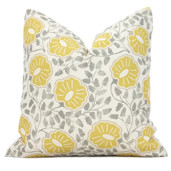 Christopher Farr Yellow and Gray Punch Paisley Decorative Pillow Covers 18x18, 20x20 or 22x22, 24x24, 26x26 or lumbar pillow cover