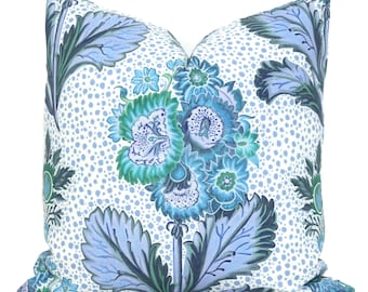 Blue Primrose Pillow Cover: 20x20 Cotton Canvas Throw Pillow