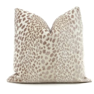 Greige  Leopard Velvet Pillow Cover 18x18, 20x20, 22x22, Eurosham or  Lumbar pillow cover, throw pillow, accent cushion, toss pillow