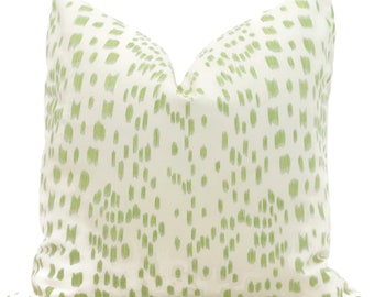 Brunschwig Fils Les Touches Peridot Green  Decorative Pillow Cover  18x18, 20x20, 22x22, Eurosham lumbar, accent pillow, polka dot