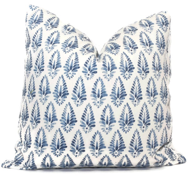 Kussensloop met blauwe blokprint: katoen/linnenmix, Lacefield Designs