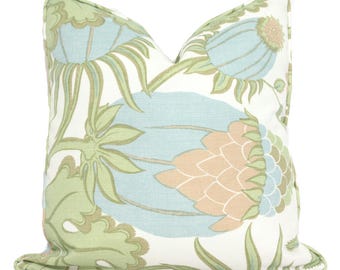 Christopher Farr Carnival Pillow Cover: Pale Blue Outdoor Floral Decorative Pillow