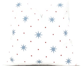 Sister Parish Light Blue and Red Serendipity Star Decorative Pillow Cover  18x18, 20x20, 22x22, Eurosham or lumbar, pillow decor