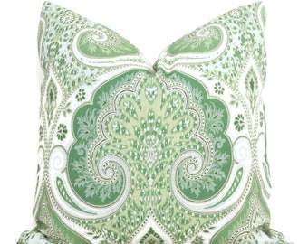 Green Laticia Paisley  Decorative Pillow Cover, 18x18, 20x20. 22x22, 24x24, 26x26 Throw Pillow, Accent Pillow, Pillow Sham  Kravet Leaf