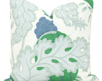 Christopher Farr Carnival Pillow Cover: Green & Blue Floral Linen