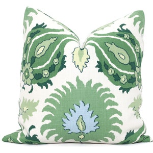 Brunschwig and Fils Green Kashmiri Decorative Pillow Cover 18x18, 20x20, 22x22, Eurosham or lumbar cushion cover, toss pillow accent pillow image 2