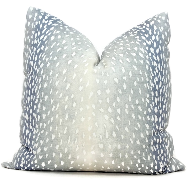 Blue Gray Antelope Print Pillow Cover: Spa Accent Pillow