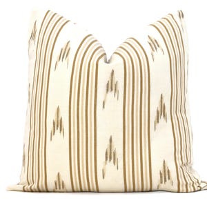 Schumacher Santa Barbara Ikat in Tan Decorative Pillow Cover, Made to order, accent throw, toss pillow cover