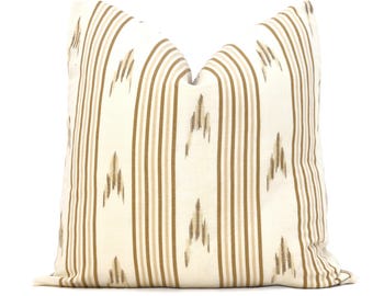 Schumacher Santa Barbara Ikat Pillow Cover: Tan Accent Throw Pillow