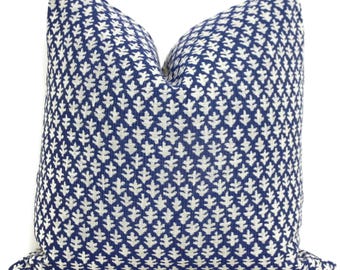 Sister Parish Burma Prussian Blue Pillow Cover: Outdoor Accent Pillow