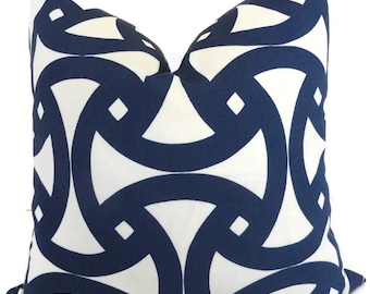 Trina Turk Navy Blue Santorini Indoor Outdoor Pillow Cover, Schumacher, 18x18, 20x20 or 22x22