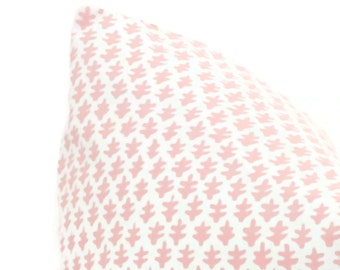 Sister Parish Burmese Pillow Cover: Soft Pink Leaf Print