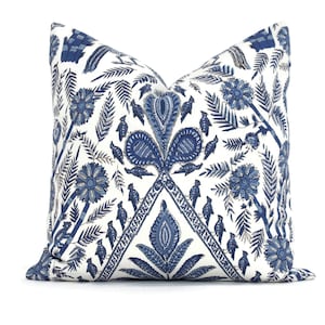 Thibaut Blau Palampore Dekorative Kissenbezug 20x20 oder 12x24, Anna Französisch blau und weiß Kissenbezug