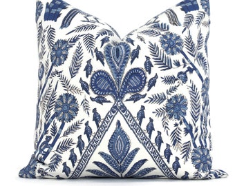 Thibaut Blue Palampore Decorative Pillow Cover  20x20 or 12x24, Anna French blue and white pillow cover