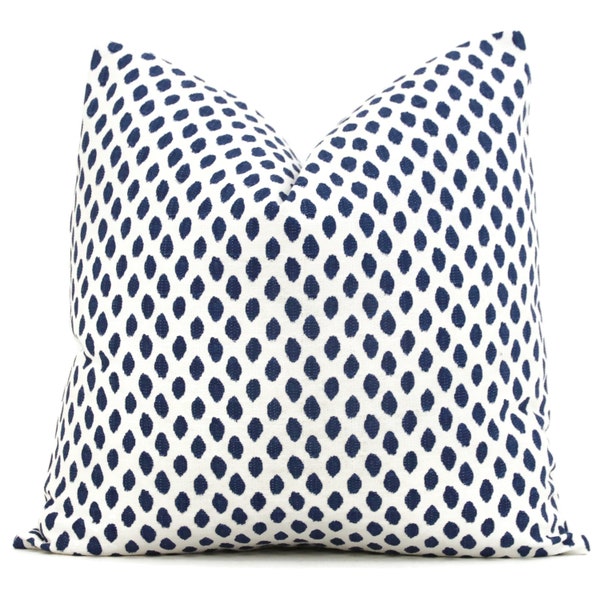 Lacefield White and Navy Blue Dot Decorative Pillow Covers Square, Eurosham or Lumbar Pillow - Accent Pillow Sahara Dot midnight