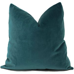Velvet Pillow Cover, Peacock Blue Green Decorative  Pillow Cover 20x20 Accent pillow,  Throw pillow, Teal