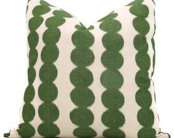 Schumacher Jungle Full Green Circle Ikat Pillow Cover: Geometric Throw Pillow