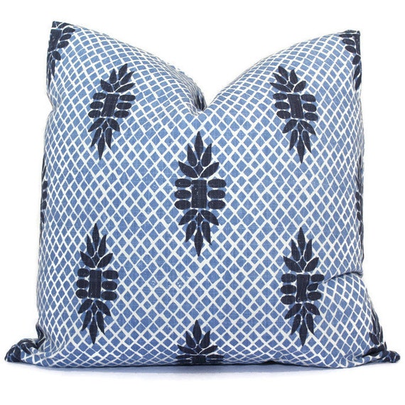 Boca Indigo Blue Wedgewood Trellis Decorative Pillow Cover Throw