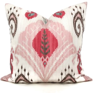 Blush Pink Ikat Decorative Pillow Cover 18x18, 20x20 or 22x22 Eurosham or Lumbar Pillow, Throw, Accent Pillow, Samarkand ikat