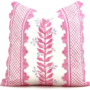 Pink Sweet Pea Decorative Pillow Cover, Throw Pillow, Accent Pillow, Pillow Sham Periwinkle blue coral pink trellis