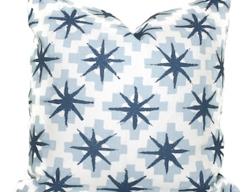 Peter Dunham Blue Starburst  Decorative Pillow Cover 18x18, 20x20, 22x22, 24x24, Eurosham or Lumbar Pillow, Throw pillow