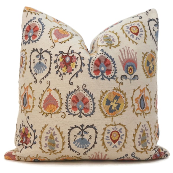 Turkish Tapestry Decorative Pillow Cover  18x18, 20x20, 22x22, Eurosham or lumbar, accent pillow, Ottoman design