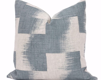 Thibaut Raffia Square Pillow Cover – Mineral Blue | Modern Textured Accent Cushion