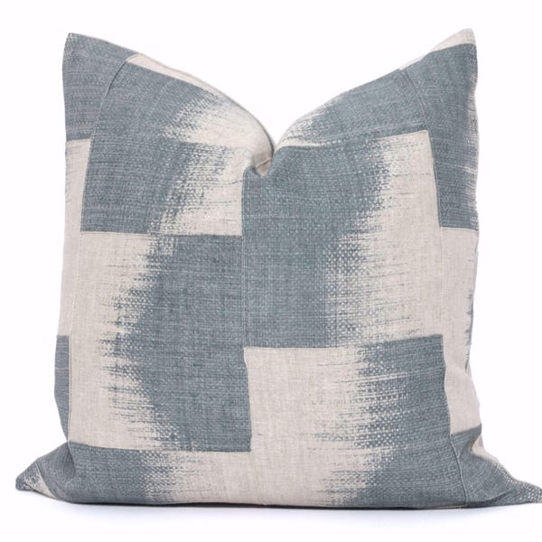 Thibaut Raffia Square Pillow Cover – Mineral Blue | Modern Textured Accent Cushion