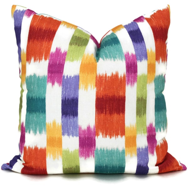 Pillow Cover in Vibrant IKAT, HGTV Feature Pillow, Square, Eurosham or Lumbar Pillow, Accent Pillow, Throw Pillow Cover, Pillow Cushion