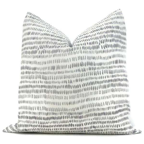 Stone Gray Dashes Decorative Pillow Cover  18x18, 20x20, 22x22, Eurosham or lumbar, gray on white, throw pillow, linen pillow cushion cover