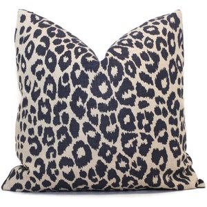 Schumacher Iconic Leopard in Ink on Natural Decorative Pillow Cover, Square or, Lumbar pillow Toss Pillow, Accent Pillow, Throw Pillow