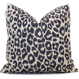 Schumacher Iconic Leopard in Ink on Natural Decorative Pillow Cover, Square or, Lumbar pillow Toss Pillow, Accent Pillow, Throw Pillow eor
