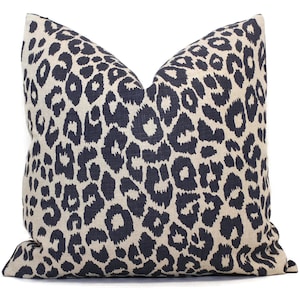 Schumacher Iconic Leopard in Ink on Natural Decorative Pillow Cover, Square or, Lumbar pillow Toss Pillow, Accent Pillow, Throw Pillow