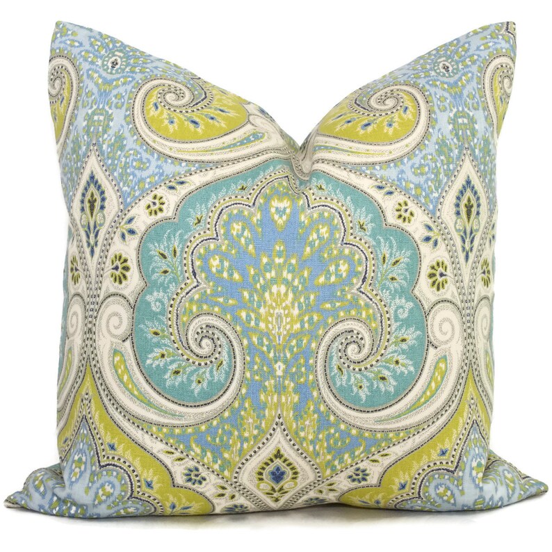 Lime Green and Blue Ikat Decorative Pillow Cover 18x18 20x20 Etsy