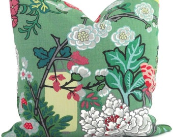 Chiang Mai Dragon Pillow Cover: Jade Green Schumacher Linen
