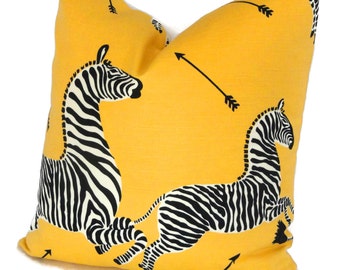 Yellow Scalamandre OUTDOOR Zebra Decorative Pillow Cover  Lumbar Pilllow, Accent Pillow, Throw Pillow