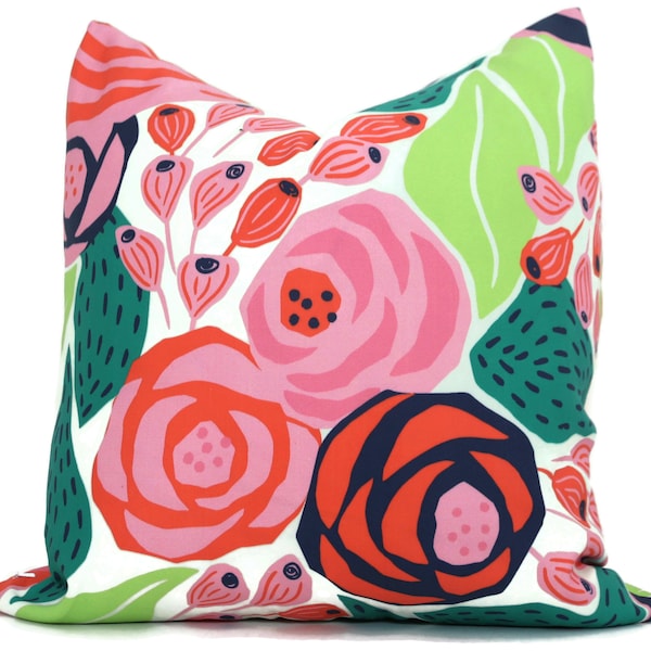 Pink Matisse Floral Decorative Pillow Cover, Throw Pillow, Accent Pillow, Pillow Sham  Pink red green flowers