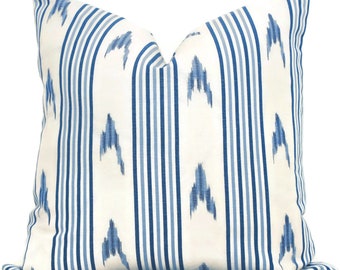 Schumacher Santa Barbara Ikat Pillow Cover: Blue Accent Throw