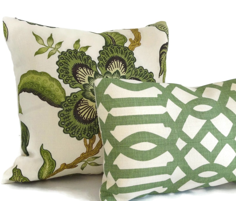 Schumacher Green Hot House Floral Decorative Pillow Covers Etsy