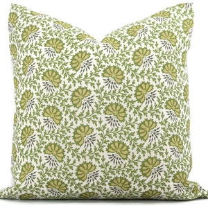 Sister Parish Vreeland Green Decorative Pillow Cover  18x18, 20x20, 22x22, Eurosham or lumbar, floral pillow cushion verbena eor