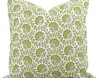 Sister Parish Vreeland Green Decorative Pillow Cover  18x18, 20x20, 22x22, Eurosham or lumbar, floral pillow cushion