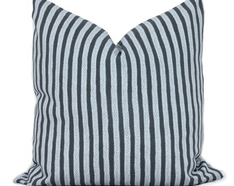 Indigo Blue Liana Stripe Lacefield Decorative Pillow Cover, Throw Pillow, Accent Pillow, Pillow Sham 18x18 20x20 22x22 24x24 lumbar pillow