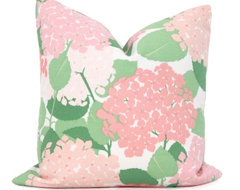 Pink and Green Schumacher Hydrangea Decorative Pillow Covers 18x18, 20x20, 22x22, 24x24, 24x24, 26x26 or lumbar pillow cover, Paul Poiret