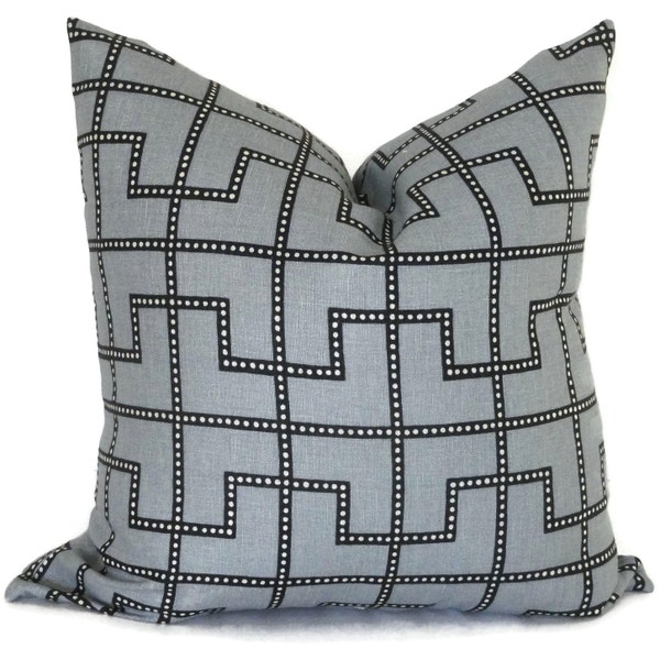 Celerie Kemble Bleecker Twilight Gray Decorative Pillow Cover, Square or Lumbar pillow - Accent Pillow, Throw Pillow