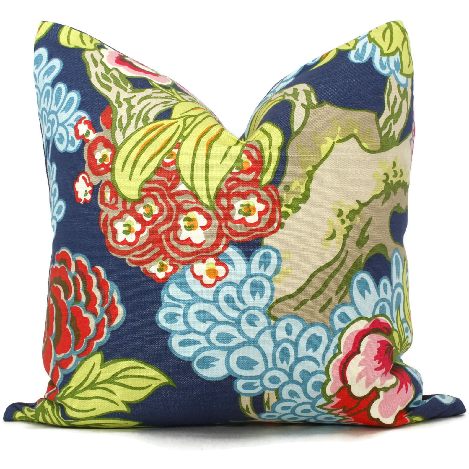 Thibaut Honshu Blue Pink Chinoiserie Floral Decorative Pillow Etsy