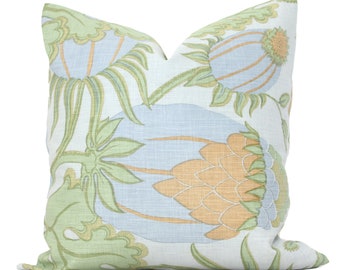 Christopher Farr Carnival Pillow Cover: Pale Blue Floral Decorative Pillow