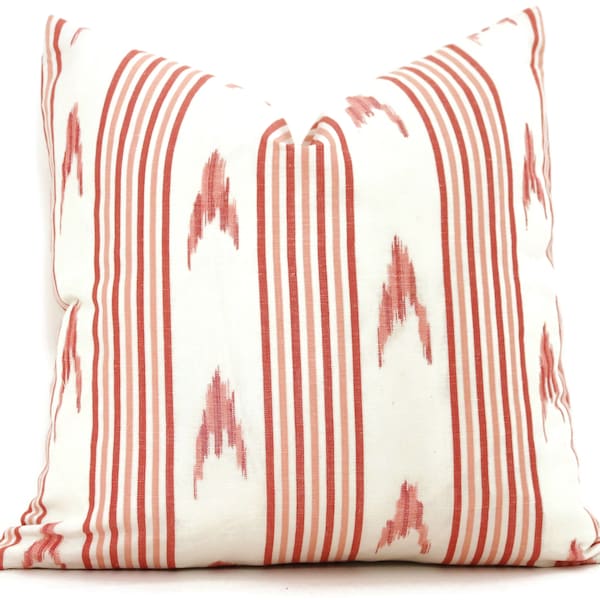 Schumacher Santa Barbara Ikat in Pink and Red Decorative Pillow Cover, Made to order, accent throw, toss pillow cover